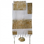 Yair Emanuel Hand Embroidered Jerusalem in Gold Tallit Set
